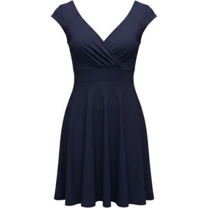 GownTown XL Navy Blue Fit & Flare Dress Vintage Inspired Midi Cocktail Dress
